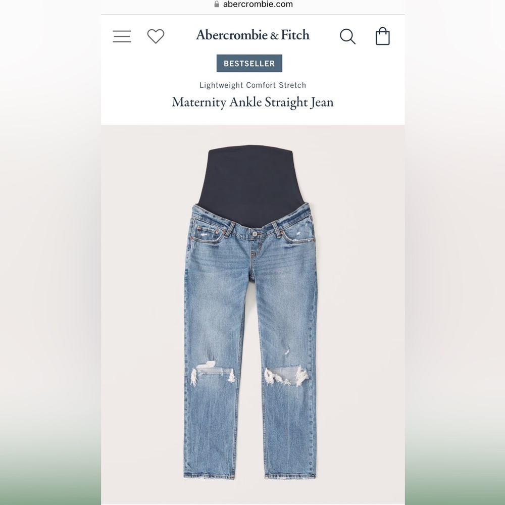 Women’s Abercrombie maternity stretch ankle straight jeans size 31 12 belly band